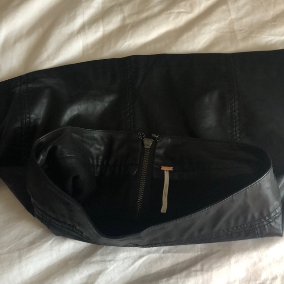 Black Leather Free People Skirt - Picture 3 of 3